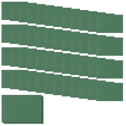 WYAN 50 Stück B6 Umschläge, Münzumschläge Grün, Klassischer Umschlag Spiegeln,Briefumschläge Ohne Fenster, Briefumschläge, für Geschenke, Grußkarten, Hochzeiten (Karte und Kleber nicht enthalten)