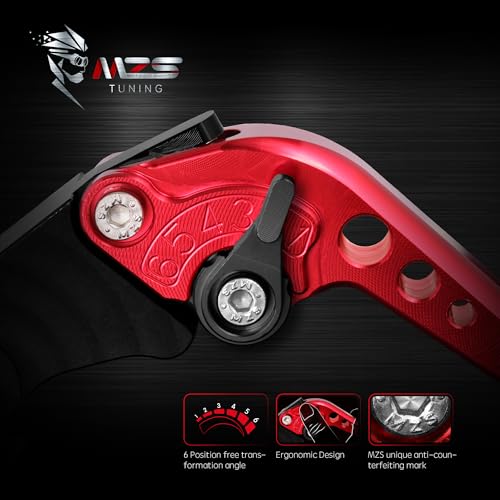 Image of MZS Red Motorcycle Brake Clutch Levers Adjustable Short CNC Set | for GROM MSX125 14-26, CBR500R CB500F CB500X 13-21, Monkey 125 18-25, CB300R 18-25, CBR300R CB300F 14-22, CBR250R 11-15