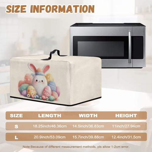 Image of Microwave Oven Dustproof Cover Happy Easter Printed Convection Oven Cover Protector Compatible with Various Small Kitchen Appliances, S, Cute Bunny Easter Egg Beige