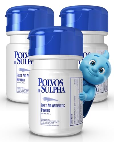 POLVOS DE SULPHA MENPER Antibiotic Powder with Bacitracin First Aid Pain Relief Healing Wound Seal Powder Essential Wound Care Medicine for Travel Effective Healing and Protection 7.5g 3-Pack