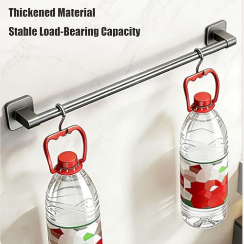 Support mural porte-serviettes auto-adhésif blanc 70cm pour douche - 6