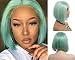 Human Hair Bob Wig Mint Green for Women Straight Short Bob Lace Front Wig Pre Plucked Hairline with Baby Hair 8" Swiss Lace Brazilian Remy Hair Cut Bob Wig Middle Part 180% Density for Black Women