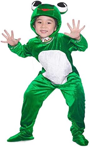 LOLANTA Unisex Kids Frog Costume, Animal Fancy Dress Bodysuits with Attached Mitts Headpiece Foot Covers