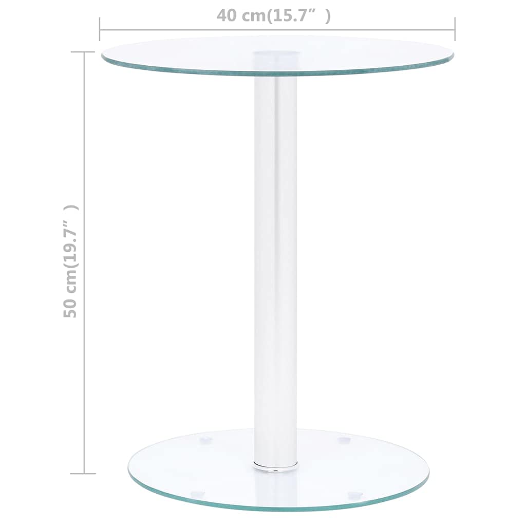 Przezroczysty stolik kawowy 40 cm z hartowanego szkła z rurą aluminiową, nowoczesny stolik pomocniczy jako stolik pod telefon lub stolik kawowy