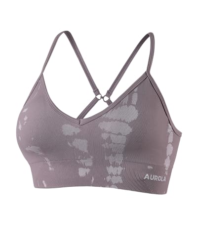 Image of AUROLA Serpent Seamless Sports Bras for Women,Backless Padded Strappy Workout Gym Yoga Crop Tops