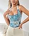 Alivila.Y Fashion Womens Halter Sexy Overbust Corset Boned Renaissance Bustier Crop Tops 527-Blue Daisy-L
