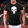 GYMTIER Skull Men's Gym T-Shirt Bodybuilding Training Workout Lifting Top Clothing, Black, XXL #2