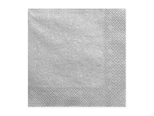 Partydeco Lot de 20 serviettes, argent, unités