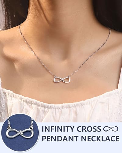 UNGENT THEM Happy 10th 11th 12th 13th 14th 16th 18th 21st Birthday Gifts, Love is Forever Infinity Cross Necklace Religious Presents for Women Her2