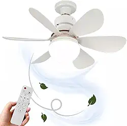 Lampada LED Ventilador Teto Com Controle Remoto Inteligente Silencioso, Flower, 80W, 2 em 1, Bivolt, 6 Hélices, Soquete Padrão E27, 3 Tons de Luzes, Potente, Econômico, Prática Instalação, Marca ATM