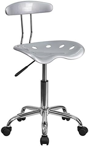 Flash Furniture Vibrant Silver and Chrome Swivel Task Office Chair with Tractor Seat