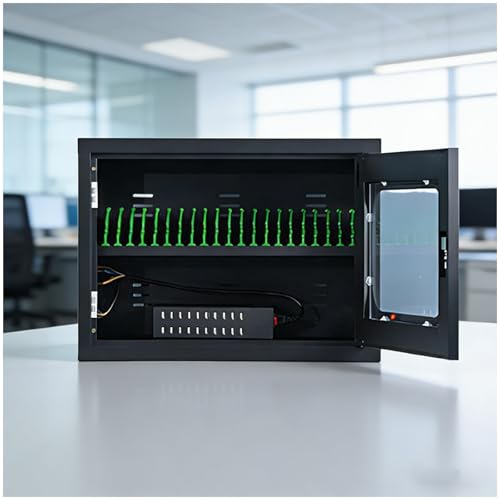 Estación de carga para 60 teléfonos móviles con puerta de vidrio con llave 5V/2A 2