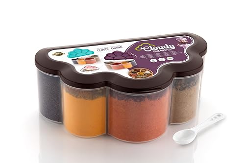 Image of Multipurpose Plastic 6 In 1 Masala Box for Kitchen,Spice Boxes for Kitchen,Transparent 6 Compartment Storage Containers Airtight Grocery, Dry Fruits Box 2000 Ml with 1 Spoon(Brown)