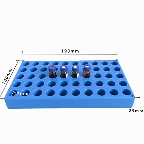 MUHWA Probenglas-Ständer, 50 Positionen, 12 mm Bohrung, für 2 ml Vials, Polypropylen, Blau, 5er-Set