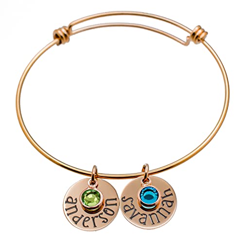 Personalized Birthstone Bracelet - Mother's Day Gift - Silver, Gold, Rose Gold Bracelet - With Kid's Names - Gift For Her - Handmade Name Jewelry - For Mom Or Grandma With Stones #TOP4