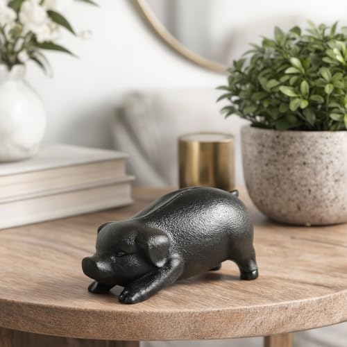 Estatua de Cerdo de Hierro Fundido NACH para Jardín miniatura 2