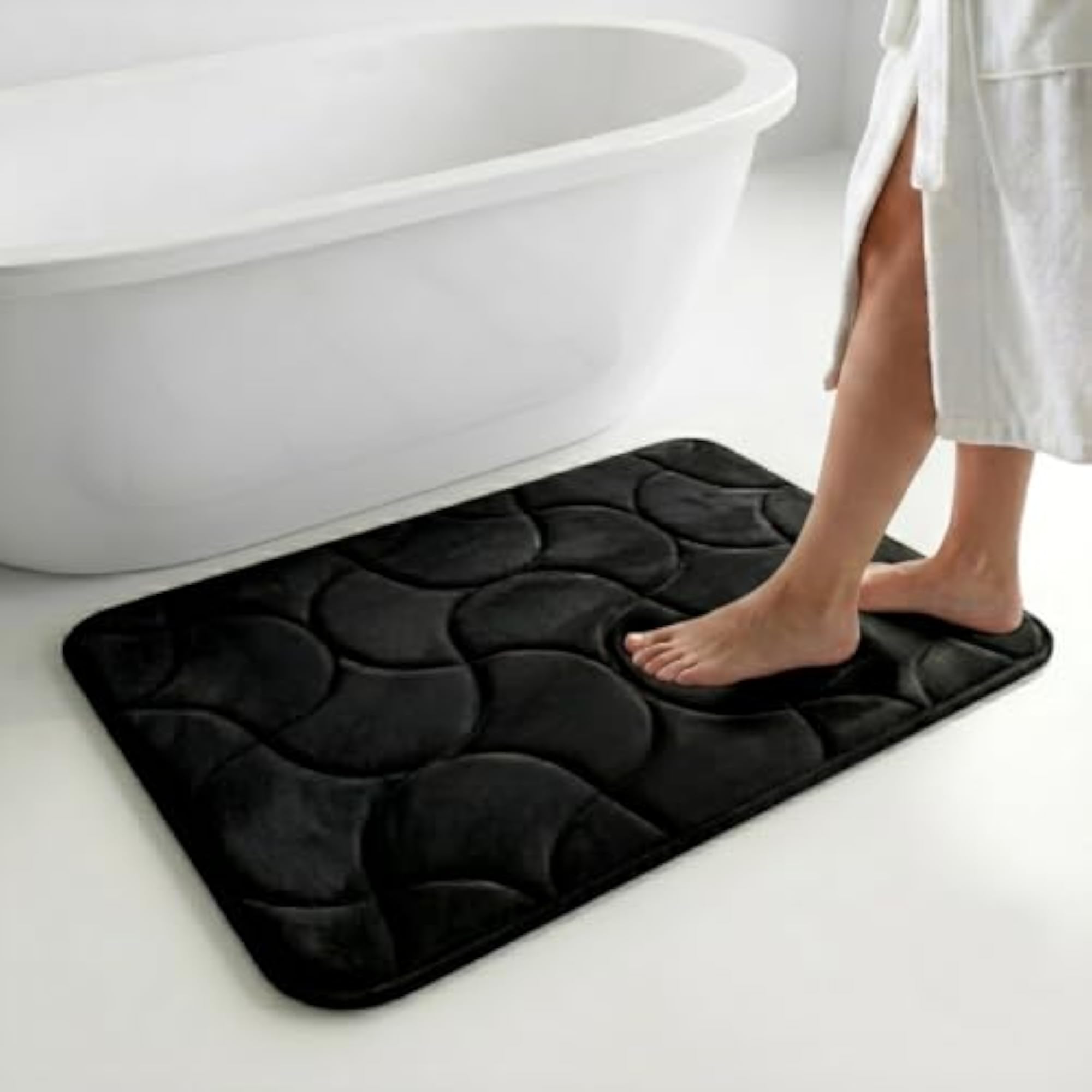 Luxury Supersoft Memory Foam Bath Mat, 16x24 Inch, Black