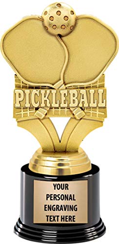 Crown Awards Pickleball Trophies with Custom Engraving 7.25 Personalized Pickleball Trophy On Deluxe Round Base 1 Pack Prime