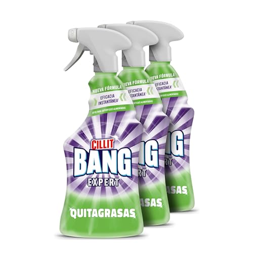 Cillit Bang Quitagrasas, potente limpiador antigrasa para cocina y exterior, formato spray - Pack de 3 x 750 ml, total 2.25 L