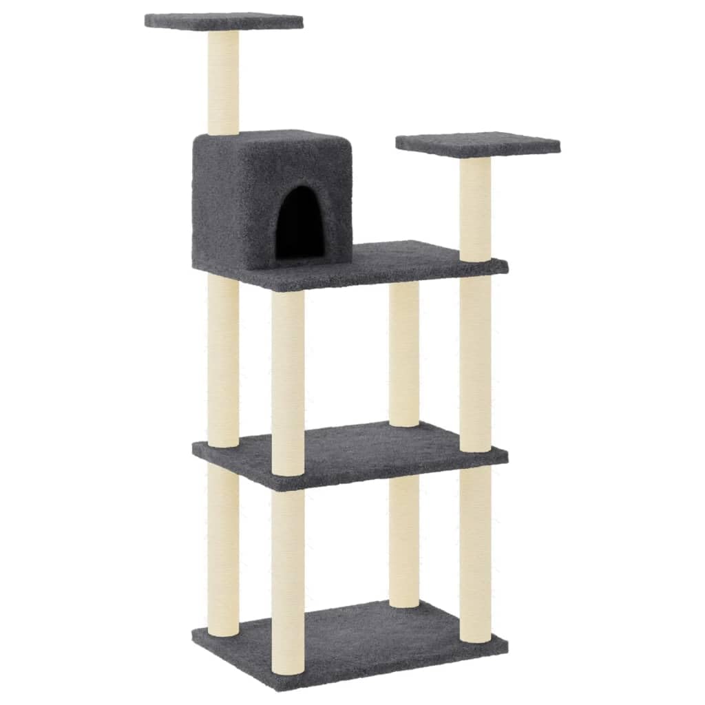 vidaXL Rascador para Gatos con Postes de Sisal Gris Oscuro 119 cm Mascotas