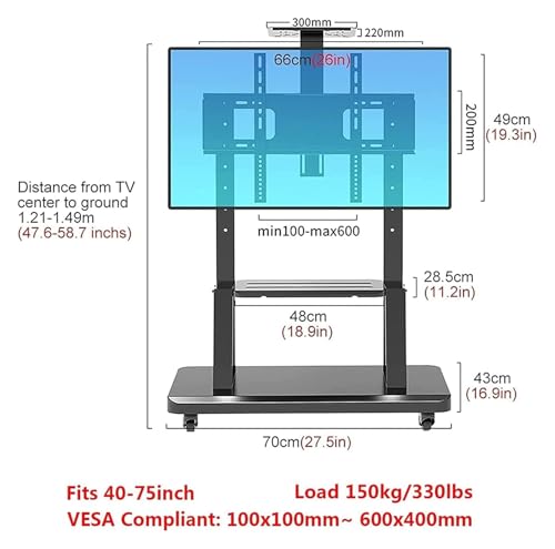 Soporte móvil para TV con ruedas y ajuste multiángulo miniatura 2