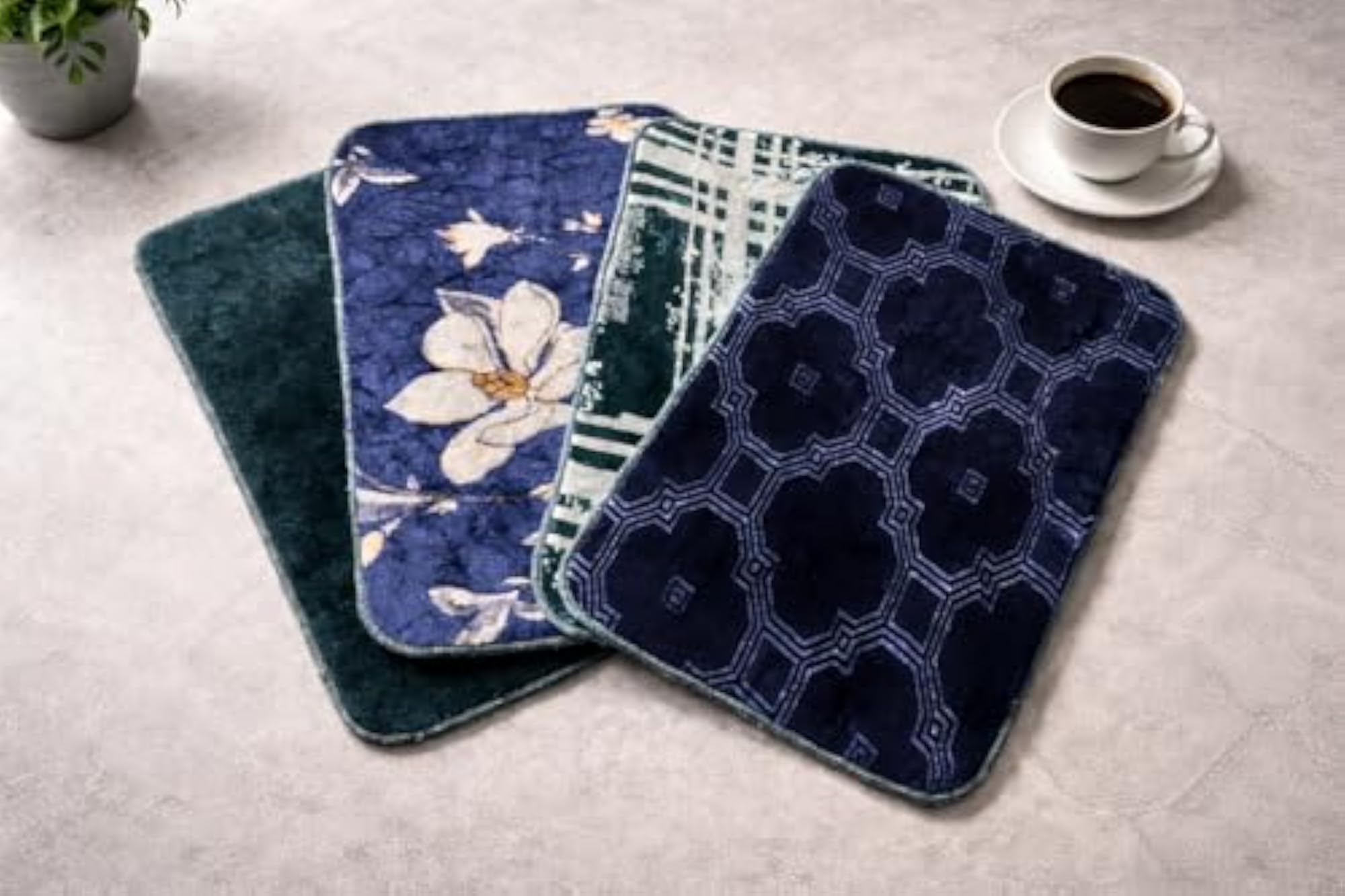4 PCS Set Multicolour Trendy Doormats, Stylish Home Mats