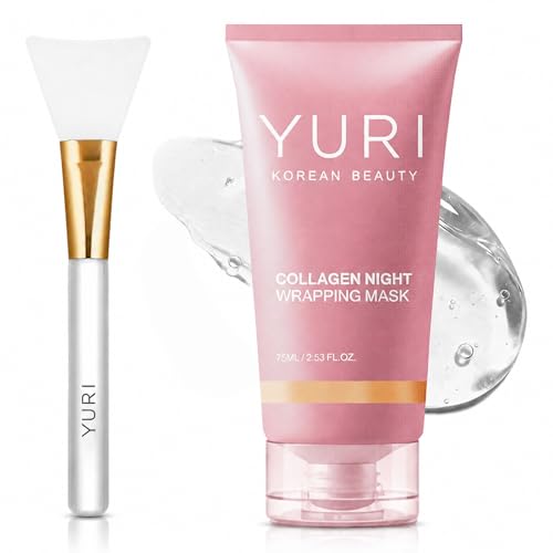 YURI BEAUTY Collagen Night Wrapping Mask Collagen Overnight Glass Skin Peel Off Face Mask Elasticity & Hydration Care Restored Balance & Ongoing Renewal All Skin Types Skincare (2.53 fl.oz)