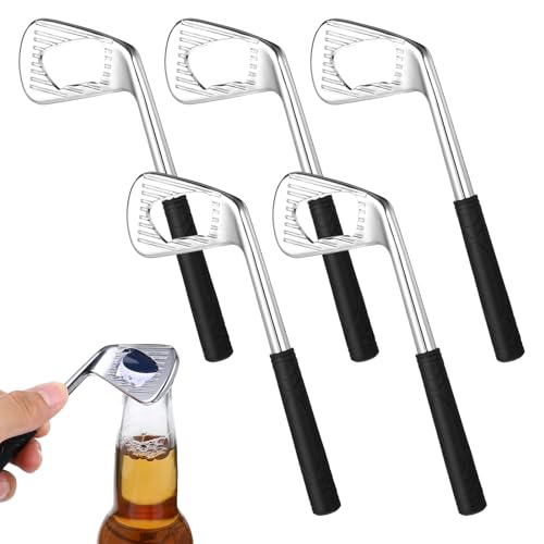 5 Pcs Golf Bottle Opener Novelty Groomsmen Gift Bachelor Party Favors for Golf Lover Beer Enthusiast, Made from Zinc Alloy (Silver) 