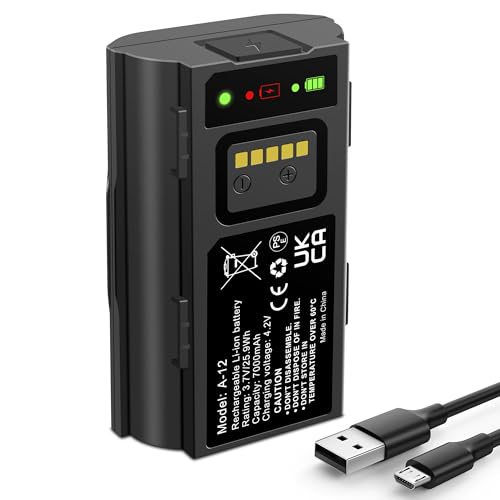 A-12 Upgraded Battery Compatible for Arlo Essential Wire-Free Video Doorbell Compatible with Arlo Doorbell VMA2400 AVD2001 AVD2001B A-12 Lithium Ion Batteria 3.7V 7000mAh/25.9Wh with Charging cable