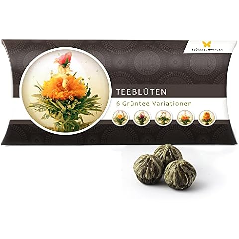 6 Teeblumen Geschenk-Box - Grüntee Variationen, Originelle Geschenk-Idee zum Geburtstag, Muttertag, Weihnachten oder Valentinstag, tolles Geschenk nicht nur für Frauen und Teeliebhaber, Teeblüten, Erblühtee Cover