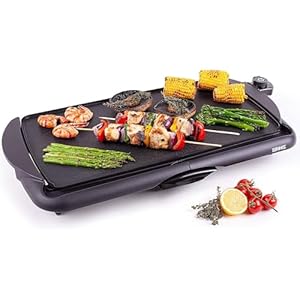 Duronic GP20 Teppanyaki Grill Electric BBQ Grill Indoor BBQ Grilling for Party Teppanyaki Grills Indoor Barbecue Grills Electric Griddle Hot Plate Large Non-Stick Table Top Grilling Easy Clean 52x27cm