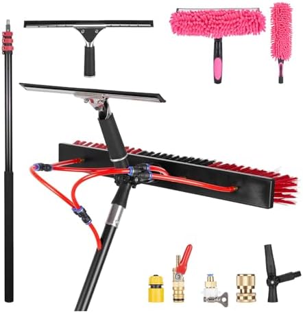 Professional 7.2m Telescopic Window Cleaning Pole with Water Fed Brush - Ideal for Solar Panel Car Wash Decking Yard PVC Roof and Caravan Cleaning Tools