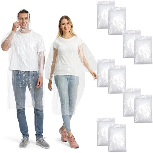 Listado de Impermeable Tipo Poncho los mejores 5. 49 10 Piezas Poncho Para Lluvia, Impermeable Para Lluvia, Impermeable Mujer, Fácil De Llevar, Muy Adecuado Para Actividades Al Aire Libre, Para Todo Tipo De Emergencias(Transparente)