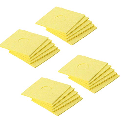 Bettomshin 20Pcs Soldering Sponge 60mmx60mmx11mm for Iron Tips, Soldering Iron Cleaning Sponge Solder Tip Clean Pads, Yellow Square