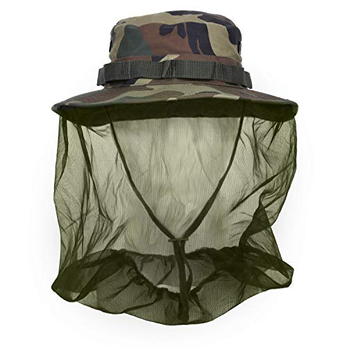 Rothco Boonie Hat With Mosquito Netting, 7 1/2, Woodland Camo/Olive Drab