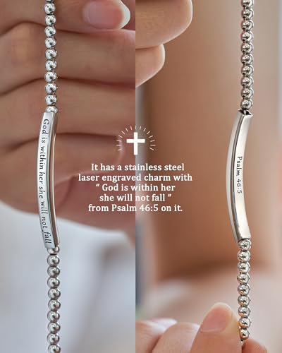 Religious Gift for Her God is Within Her She Will Not Fall Bible Verse Bracelet Gift for Her4