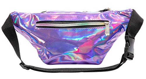 Holographic Neon Gold Transparent Star Diamonds Snowflakes Lip Prints Purple Gravel Multicolor Fanny Pack for Women… - Image 5
