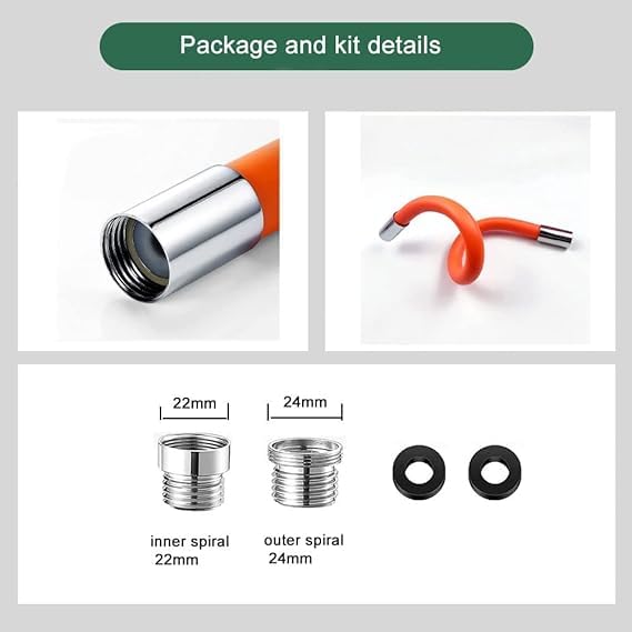Image of Universal Foaming Extension Tube 360 Free Bending Faucet Lengthening Extender Adjustable Sink Drain Extension Tube Bathroom Faucet Extender (30CM, Orange)