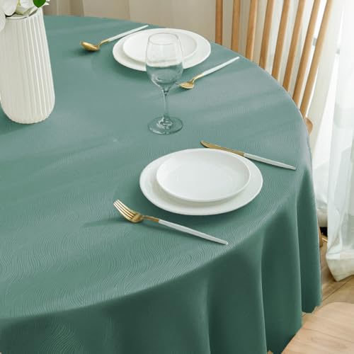SPRICA Round Jacquard Tablecloth 120cm Water Resistance Solid Colour Table Cover, Water Ripples Pattern Design - Image 3