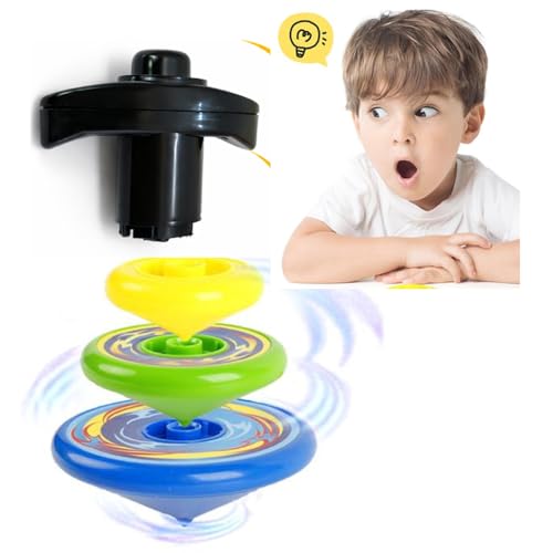 Image of Plastic Spinning Top with Launcher Set of 3 | Plastic Lattu Toy for Kids 2+ Years | Spinning top Toy with Launcher Set.