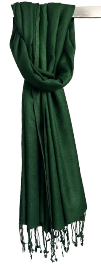 Casual Soft Luxurious Solid Viscose Pashmina All Season Stole Scarf for Women and Men (Green)-image-8