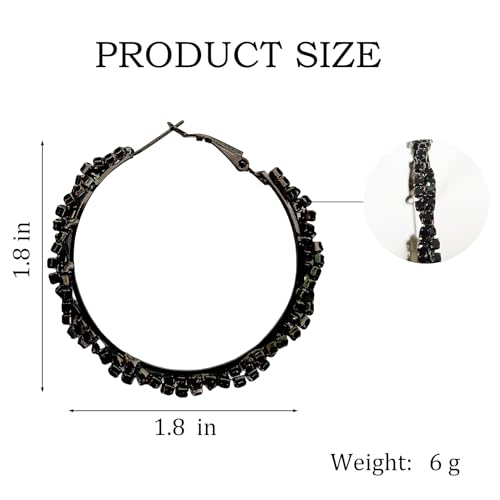 Rhinestone Hoop Earrings for Women Sparkly Blingy Big Round Cubic Zirconia Loops Large Hypoallergenic Silver Earring Statement Lightweight Twisted Hoops Trendy Jewelry4