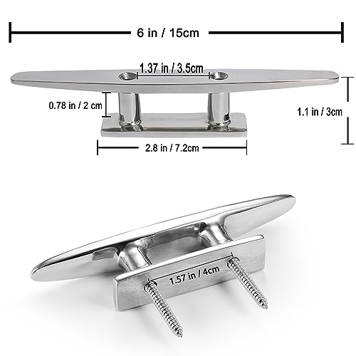 Image of Boat Cleat Open Base 4 /5 /6 /8 inch, Dock Cleat 316 Stainless Steel Marine Grade, Include Installation Screws