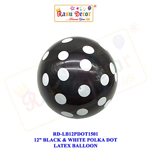 Image of RasuDecor 10 Pieces 12 inch Polka Dot Latex Balloon Black and White Dot Colorful Balloons, 12 Inch Latex Polka Dots Balloons for Kids Women Men Birthday Easter Engagement Wedding, Halloween Party Supplies Decor #RasuImpex (10Pcs 12 inchPolkaDotBlackWhite)