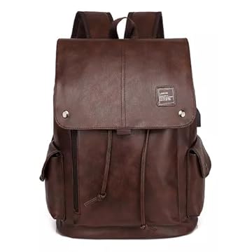 Mochila de Couro Executiva Notebook Estilosa Multifuncional (Marrom)