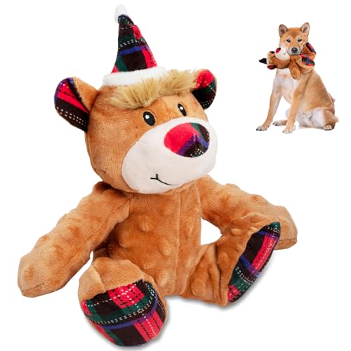CHAWONER Juguetes de Navidad para perros, regalos de Navidad para perros, juguetes chirriantes de peluche de oso duradero de gran tamaño con papel arrugado, juguetes interactivos para perros pequeños, CHAWONER Juguetes de Navidad para perros, regalos de Navidad para perros, juguetes chirriantes de peluche de oso duradero de gran tamaño con papel arrugado, juguetes interactivos para perros pequeños,