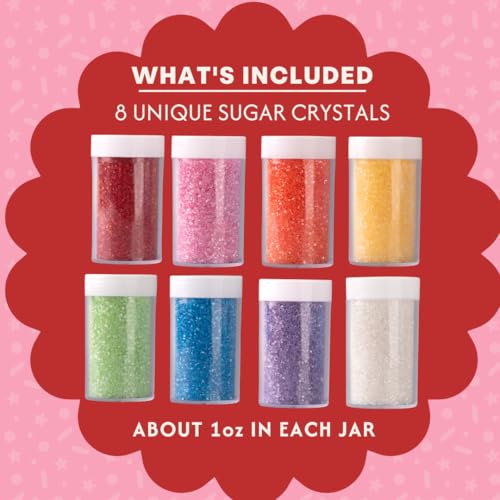 Image of Sweets Indeed Rainbow Sanding Sugar 8-Pack Set - Red Pink Orange Yellow White Green Blue and Purple Decorating Sugar Crystals for Baking & Decorating Cupcakes, Cookies, Cakes & Desserts - 9.02 ounces