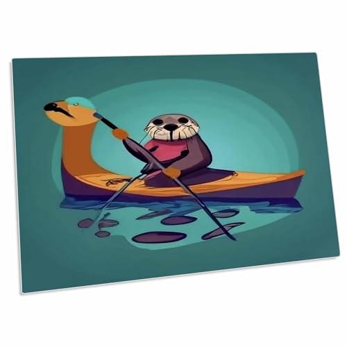 3dRose Desk Pad con diseño de nutria en kayak miniatura 1