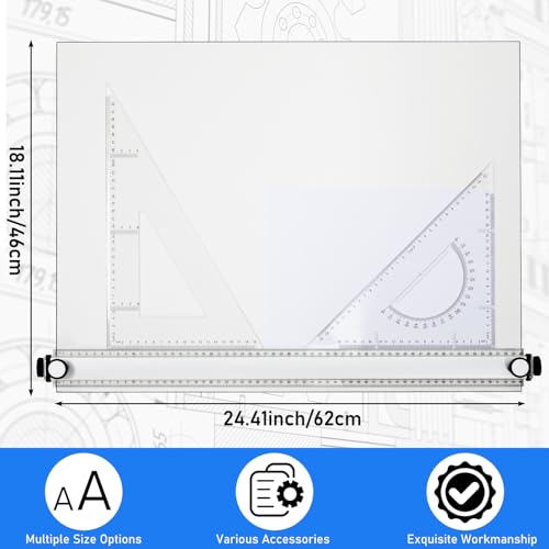 Zonon A2 Portable Drawing Board, Multi-Function Metric Drafting Table Drafting Board with Clear Rule Parallel Motion and Angle Adjustable Measuring System by Zonon - Image 2