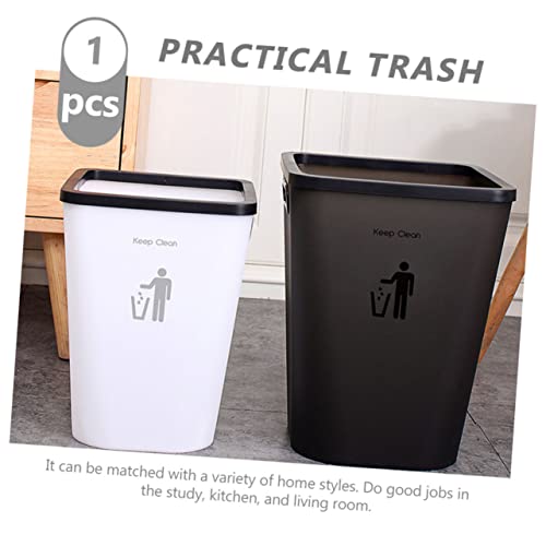 Caneca de basura plástica rectangular para hogar blanca miniatura 2